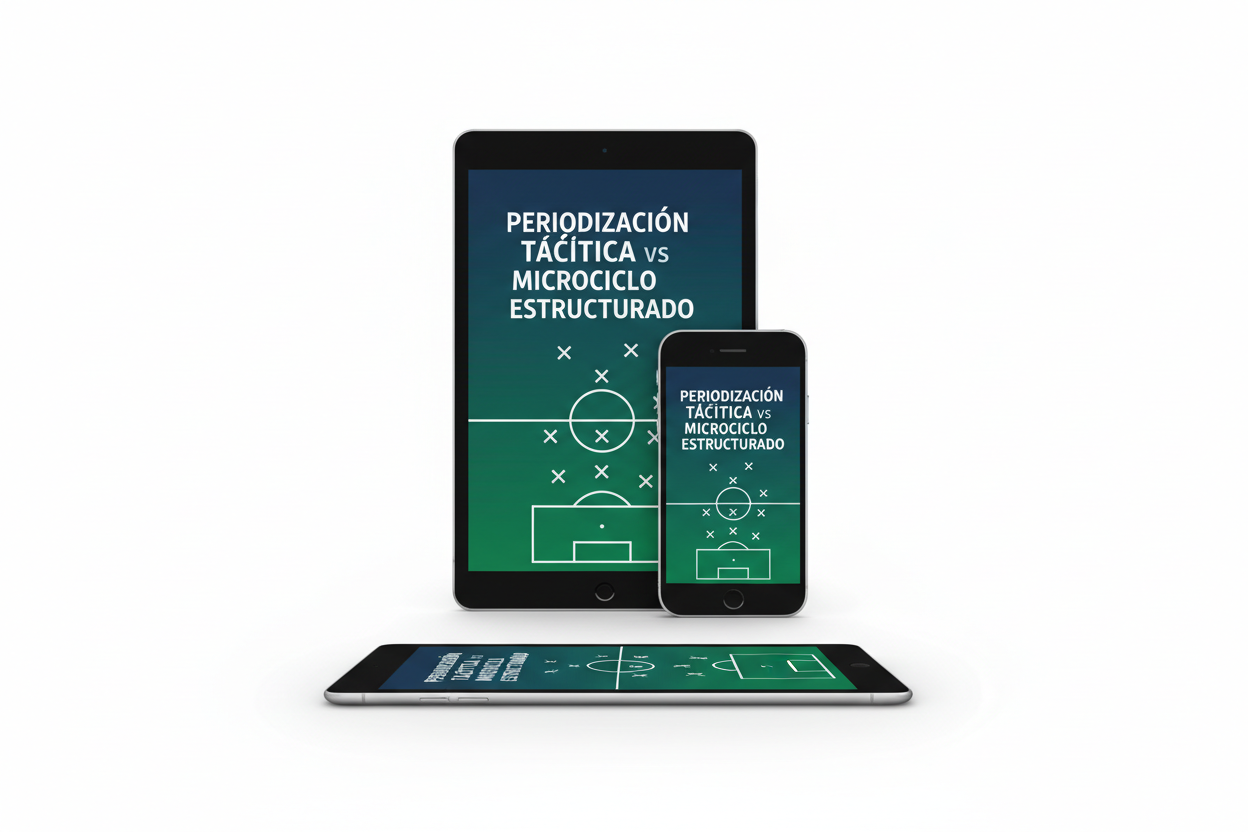 Ebook Periodización Táctica vs Microciclo Estructurado en tablet y smartphone - descarga digital inmediata para entrenadores de fútbol

